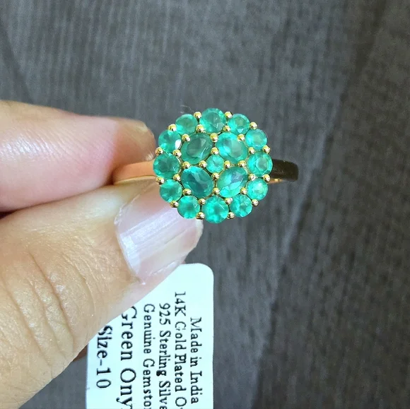 Shivam Green💚 Onyx Floral🌸 Cluster Ring💍 - NWT - Picture 12 of 16